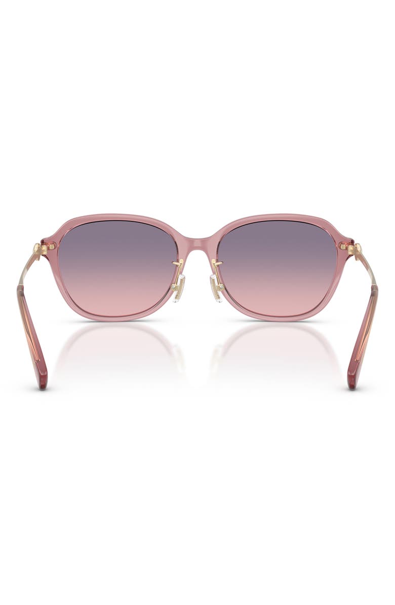 COACH 56mm Gradient Polarized Rectangular Sunglasses, Alternate, color, Transparent Pink/ Purple Pink