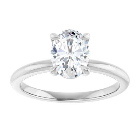 1 CT Lab-Grown Oval Diamond Solitaire Ring in 14K Gold