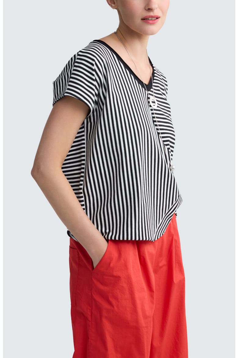 Vanya Striped V-Neck Top, Alternate, color, Black Strip