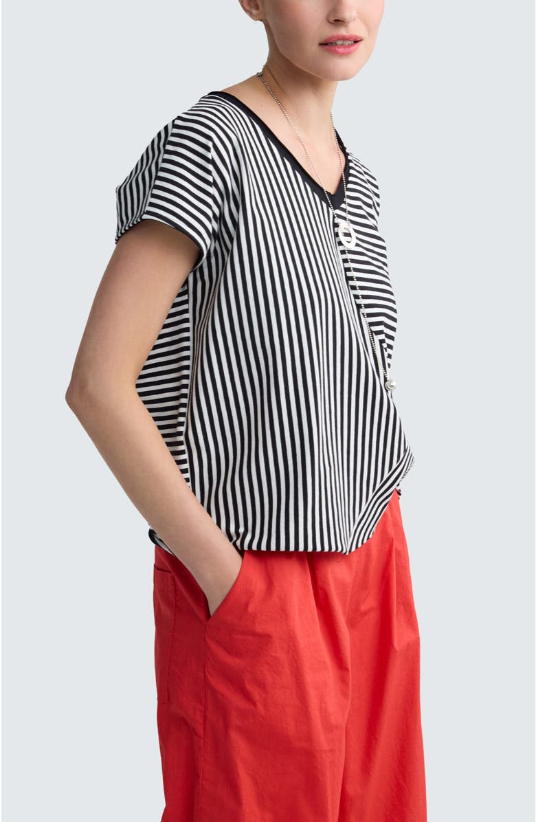 LUUKAA Vanya Striped V-Neck Top, Alternate, color, Black Strip