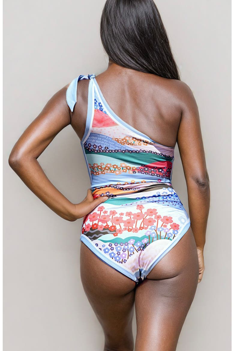 Blue Imagination Reversible One-Shoulder Swimsuit, Alternate, color, Blue