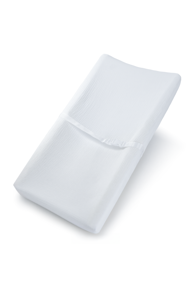 Muslin Fitted Changing Pad Cover, Main, color, White