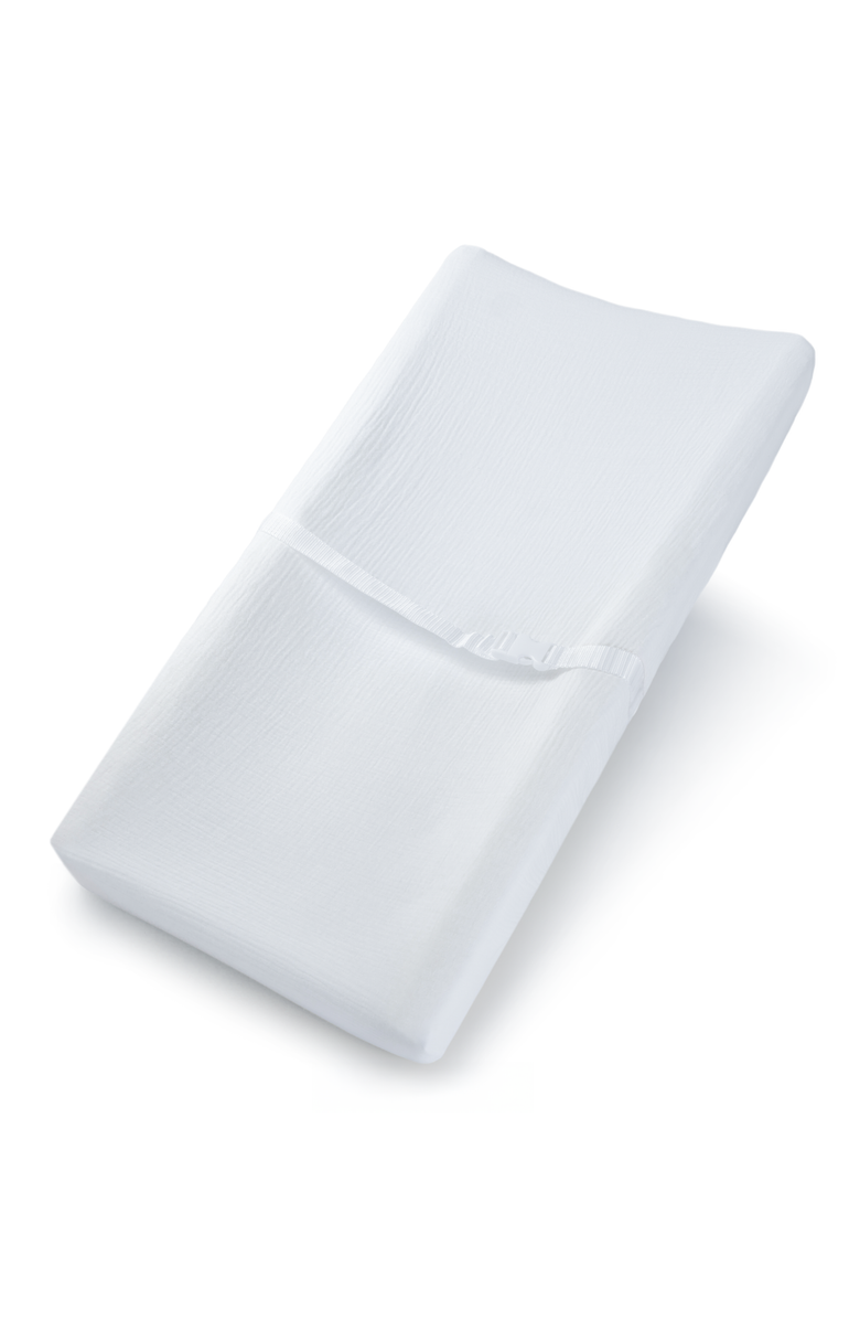 Comfy Cubs Muslin Fitted Changing Pad Cover, Main, color, White