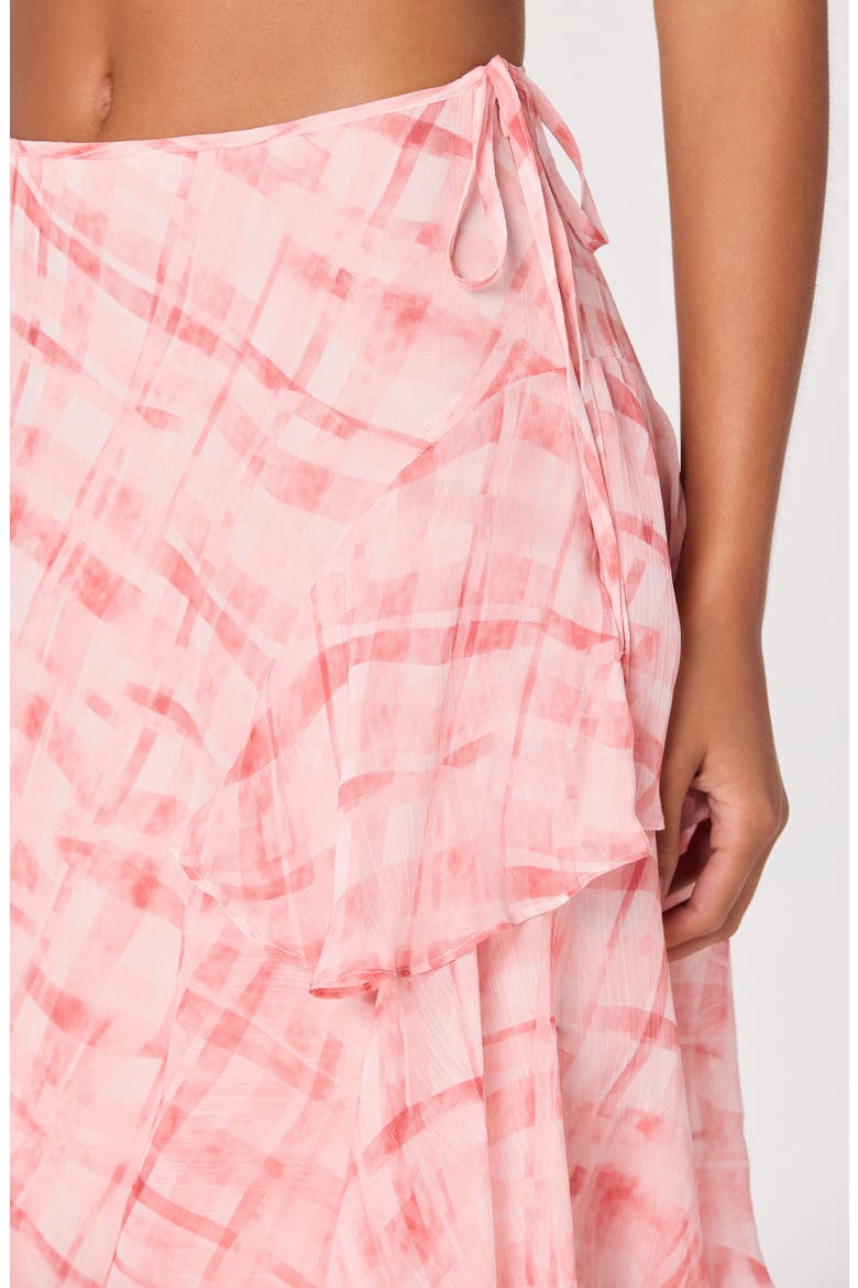 Maia Plaid Ruffle Tiered Maxi Skirt, Alternate, color, PINK PLAID