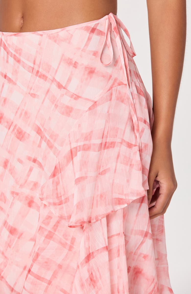ASTR the Label Maia Plaid Ruffle Tiered Maxi Skirt, Alternate, color, Pink Plaid