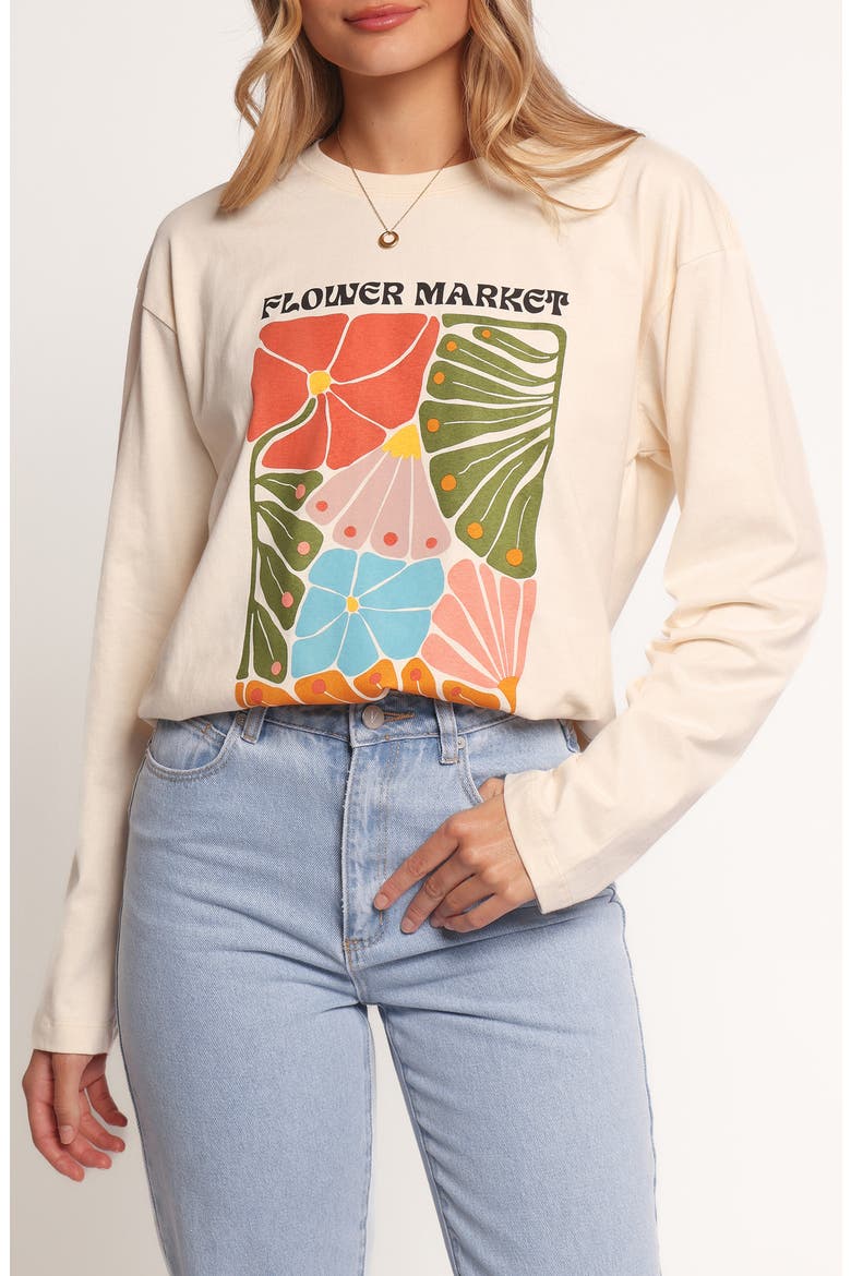 Flower Market Long Sleeve Graphic T-Shirt, Main, color, CREAM