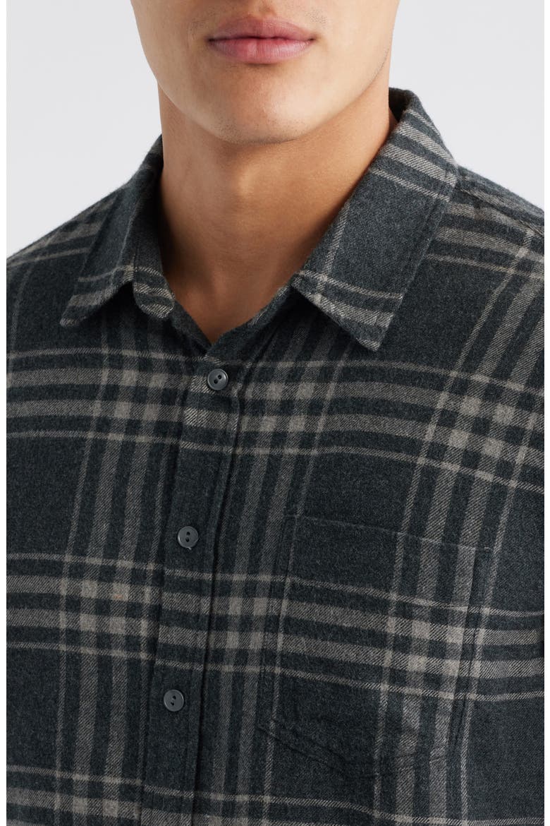 Lennox Plaid Flannel Button-Up Shirt, Alternate, color, CHARCOAL WRAITH