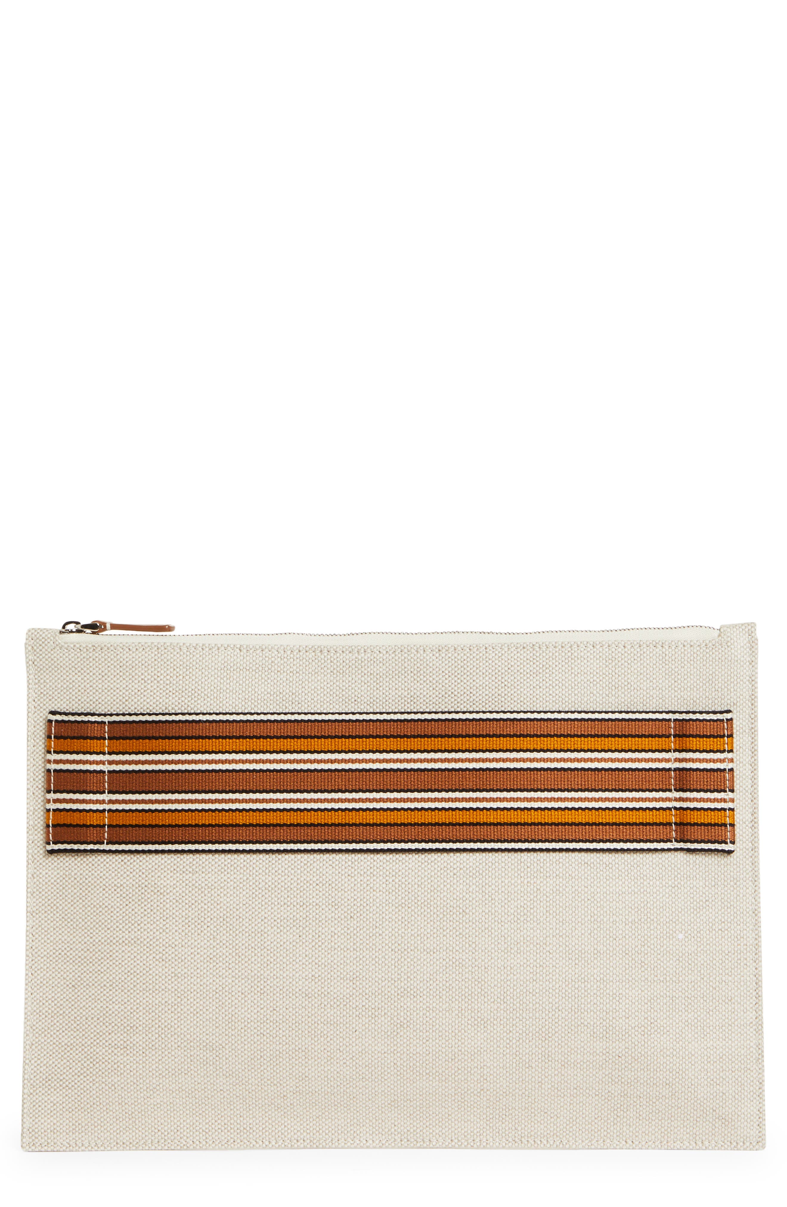 Loro Piana The Suitcase Stripe Linen & Cotton Pouch, Main, color, 