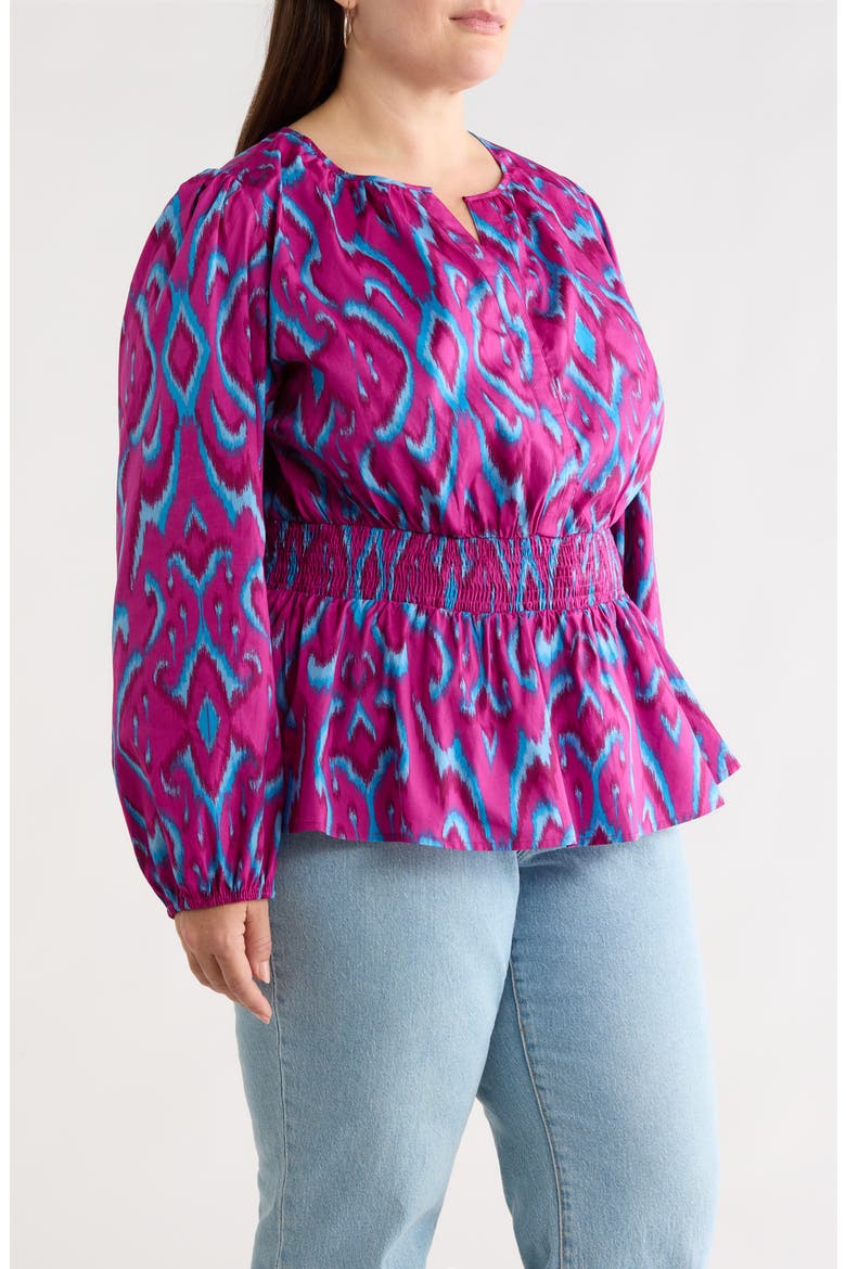 Ivani Mirana Smocked Waist Peplum Top, Alternate, color, MAGENTA-BLUE