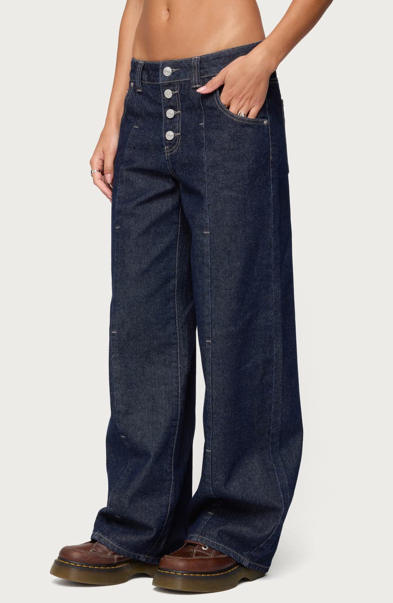 EDIKTED Polley Low Rise Wide Leg Jeans, Alternate, color, Dark-Blue-Washed