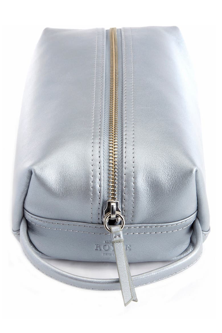 Compact Leather Toiletry Bag, Main, color, SILVER