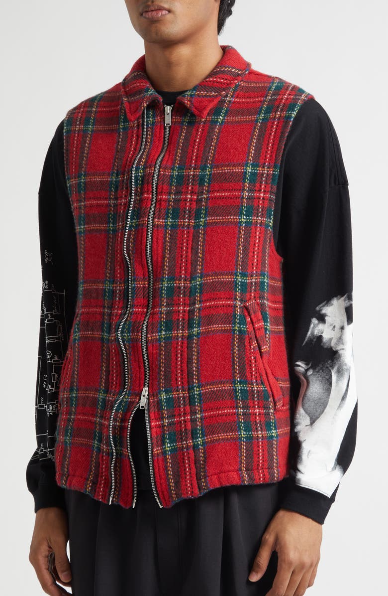 Undercover Plaid Wool Vest, Alternate, color, Red Check