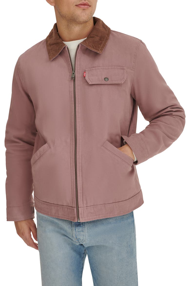 Corduroy Collar Workwear Jacket, Main, color, MAUVE COMB