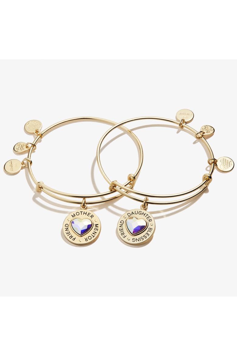 Mother Daughter Charm Bangles, Set of 2, Alternate, color, Gold