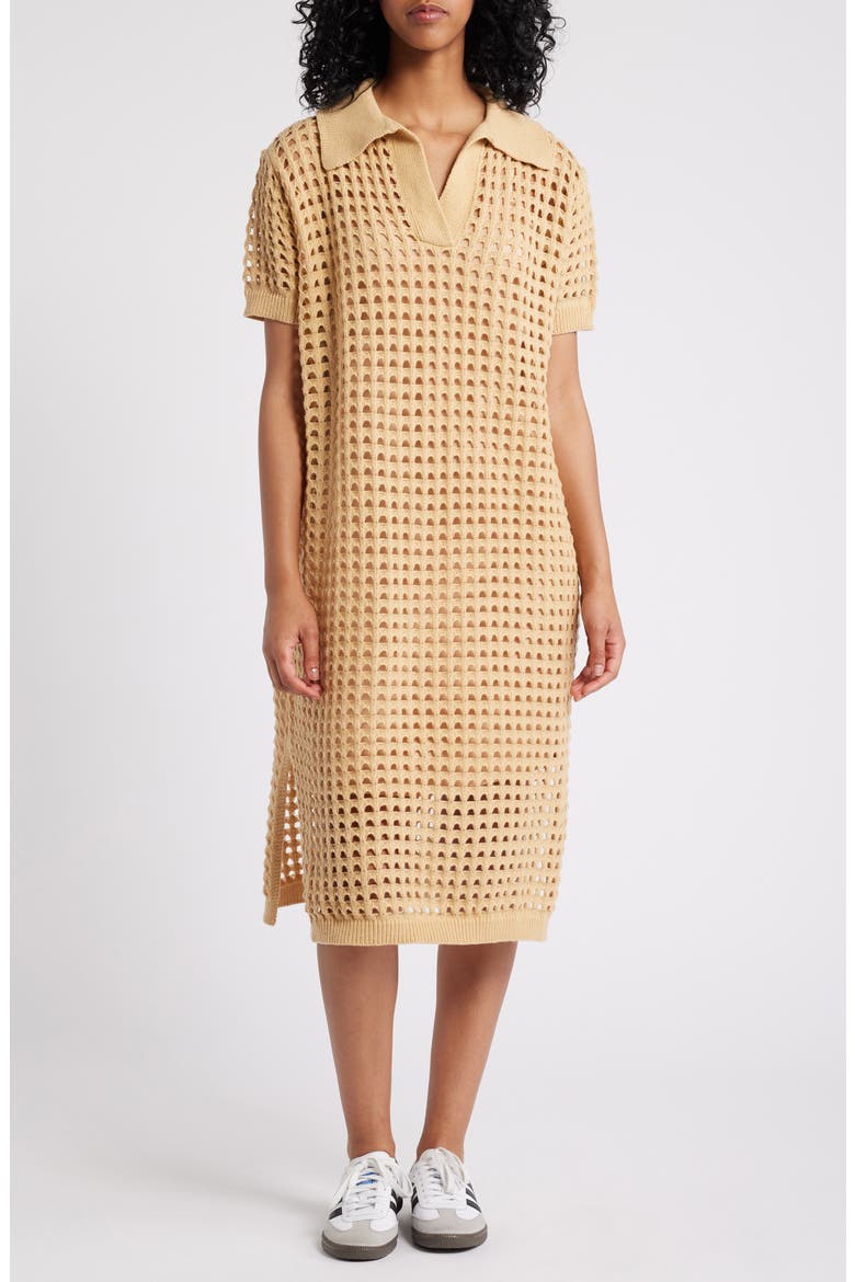 Soul Stuff Open Stitch Knit Dress, Main, color, TAN