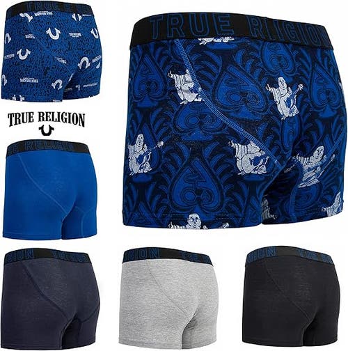 True Religion Boxer Briefs Stretch Underwear Pack Of 6 In Blue