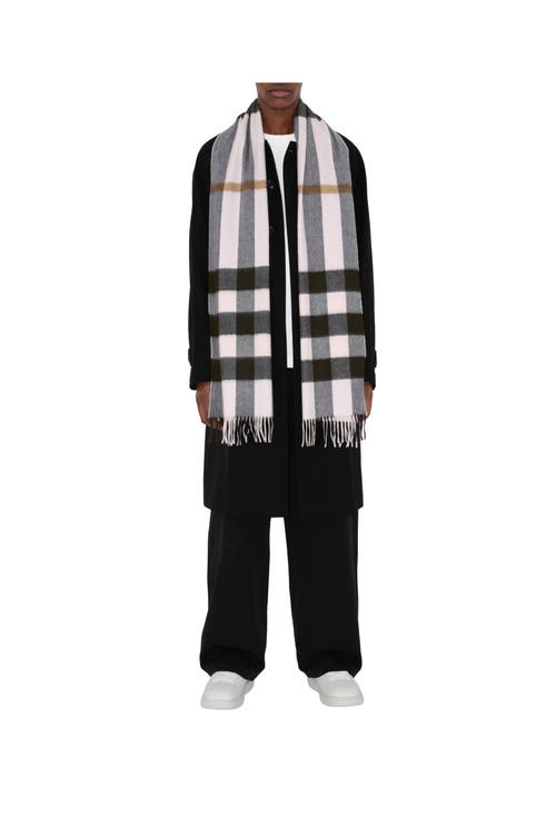 Burberry Check Cashmere Scarf In Gray