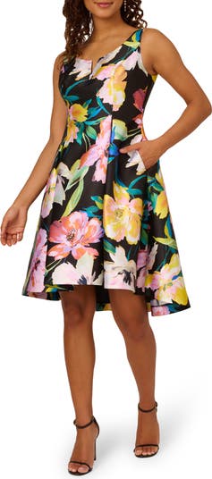 Adrianna Papell Floral Mikado Fit & Flare Dress | Nordstromrack