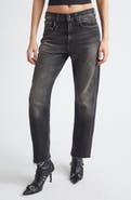 R13 Distressed Fray Hem Stretch Boyfriend Jeans