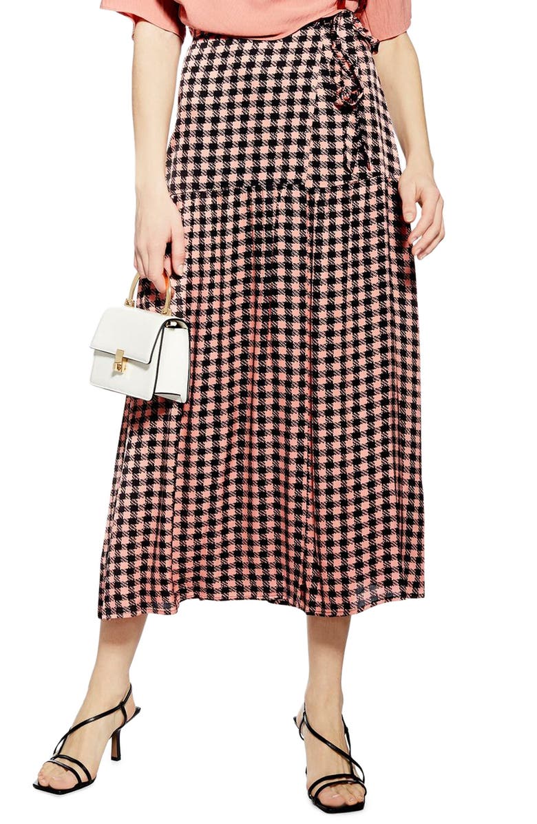 Topshop Dixie Check Midi Skirt, Main, color, 