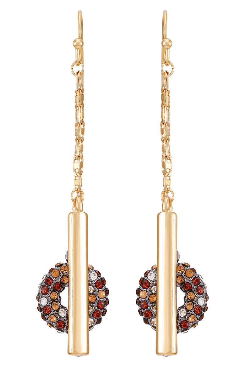 Crystal Chain Drop Earrings, Main, color, GOLD TONE