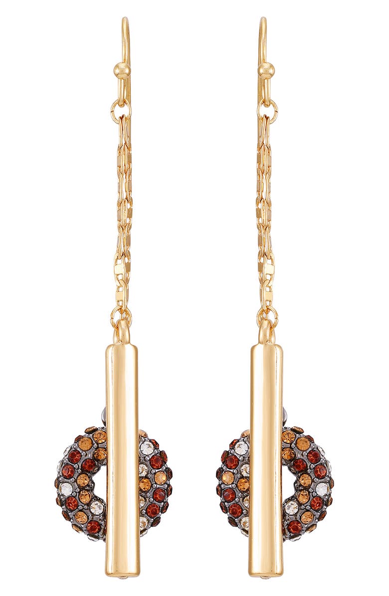 Vince Camuto Crystal Chain Drop Earrings, Main, color, Gold Tone
