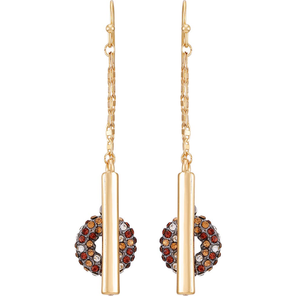 Vince Camuto Crystal Chain Drop Earrings In Gold Tone