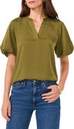 Vince Camuto Hammered Satin Puff Sleeve Top
