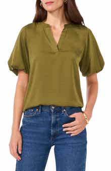 Vince Camuto Hammered Satin Puff Sleeve Top