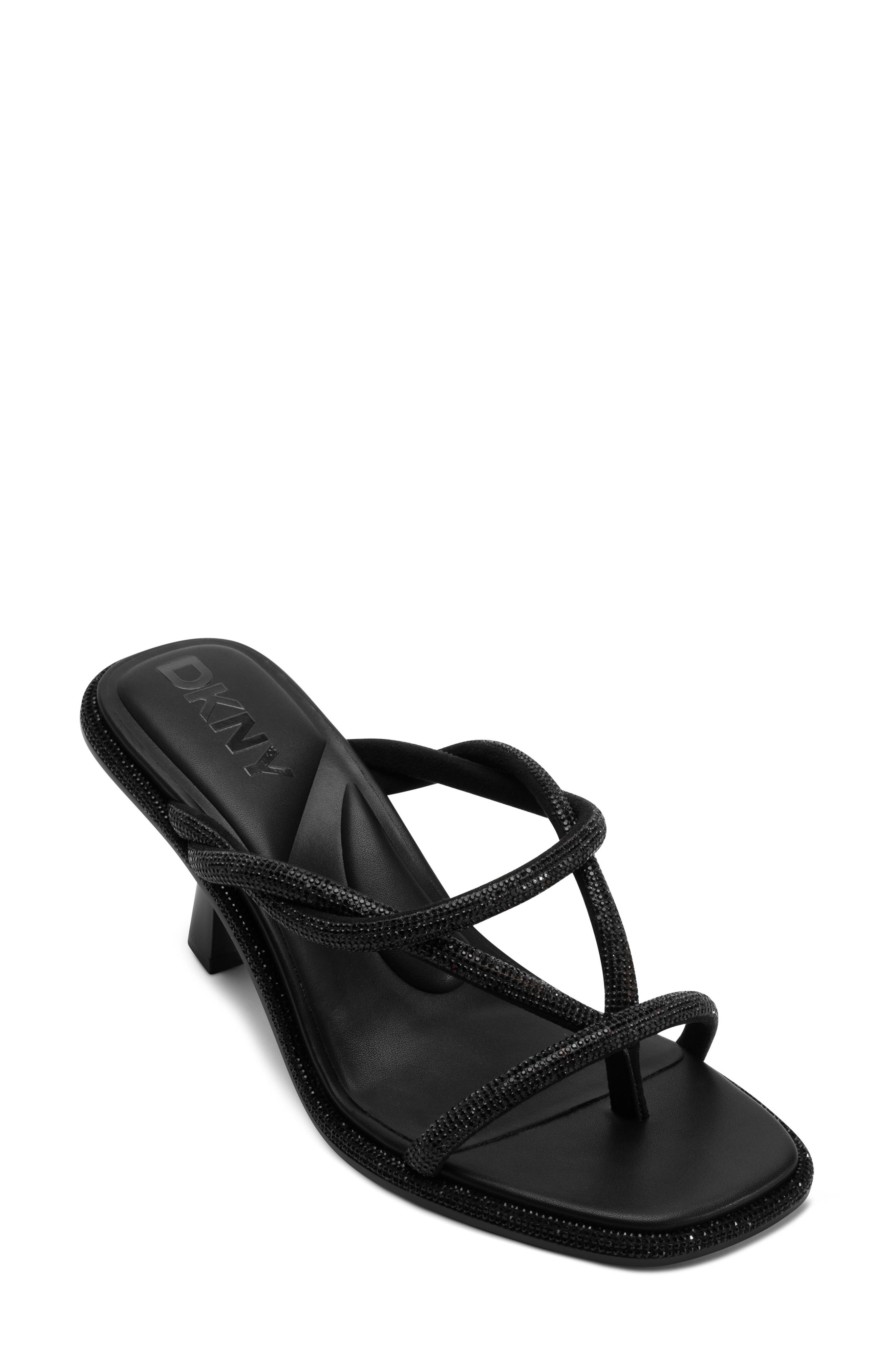 DKNY Embellished Strappy Sandal, Main, color, Black