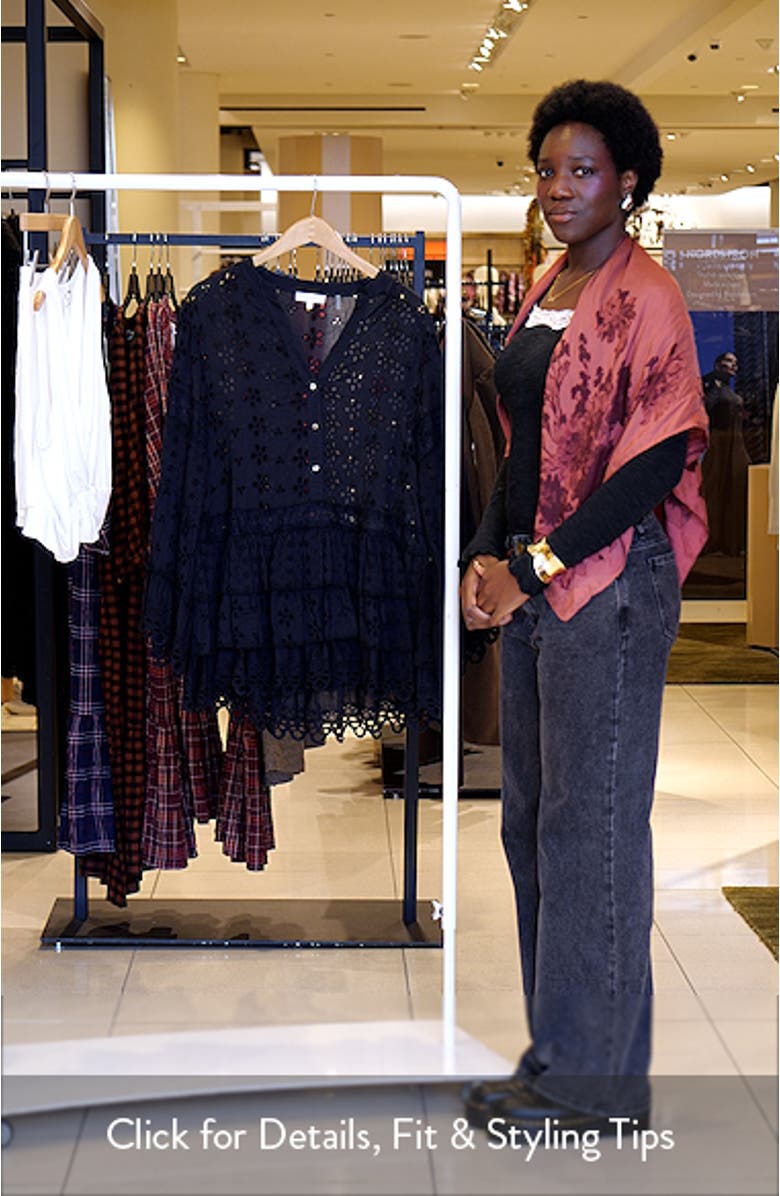 Roxanne Long Sleeve Sheer Cotton Broderie Anglaise Cover-Up Dress, sales video thumbnail