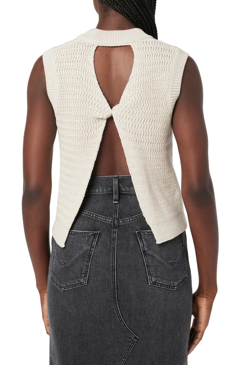V-Neck Twist Back Sleeveless Sweater, Alternate, color, IVORY