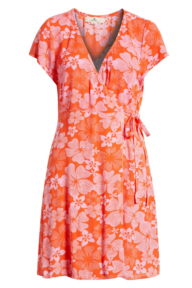 Aloha State Wrap Minidress, Alternate, color, RED