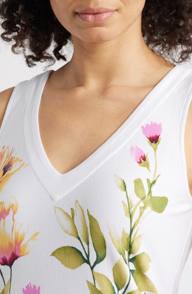 Tommy Bahama Darcy Verde Blooms Sleeveless Knit Minidress, Alternate, color, White