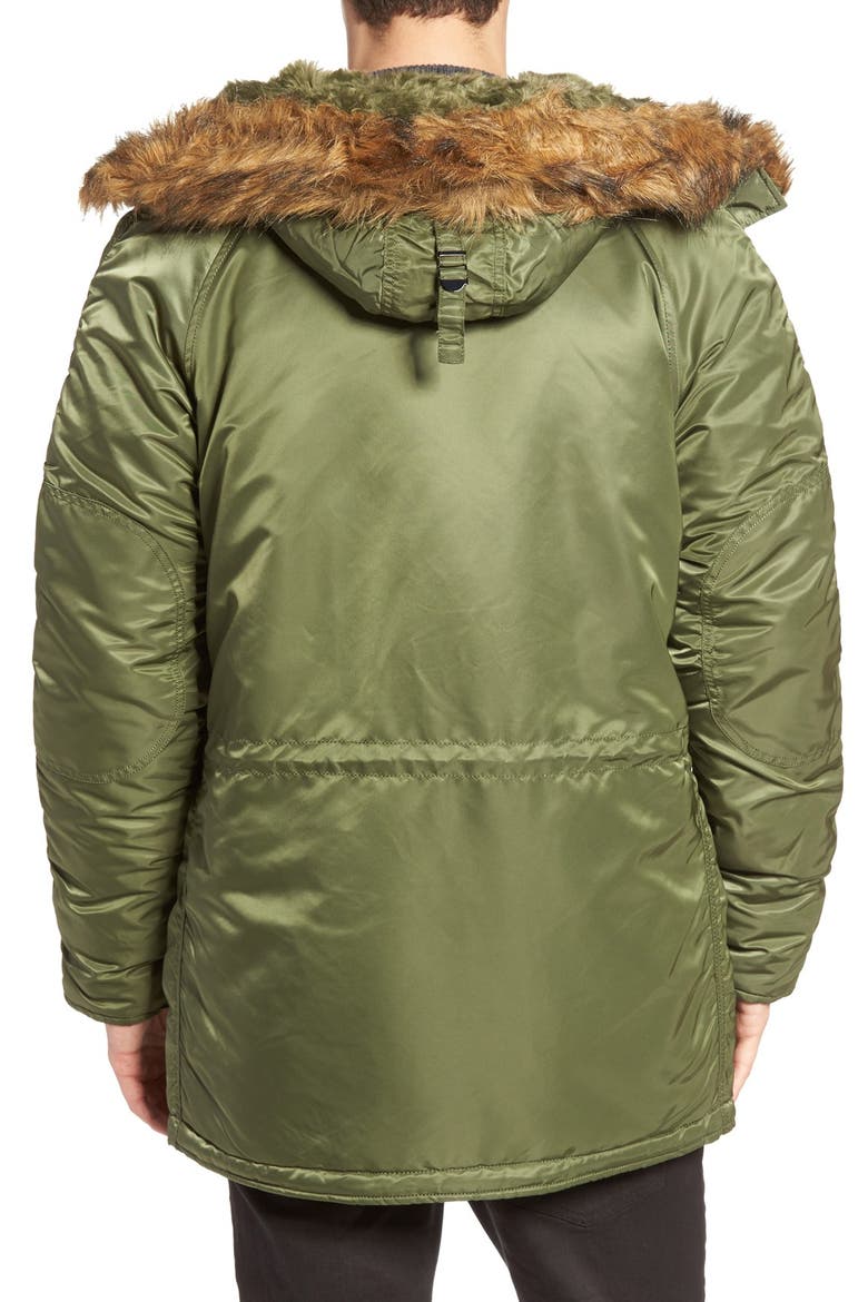 Slim Fit N-3B Parka, Alternate, color, SAGE/ ORANGE