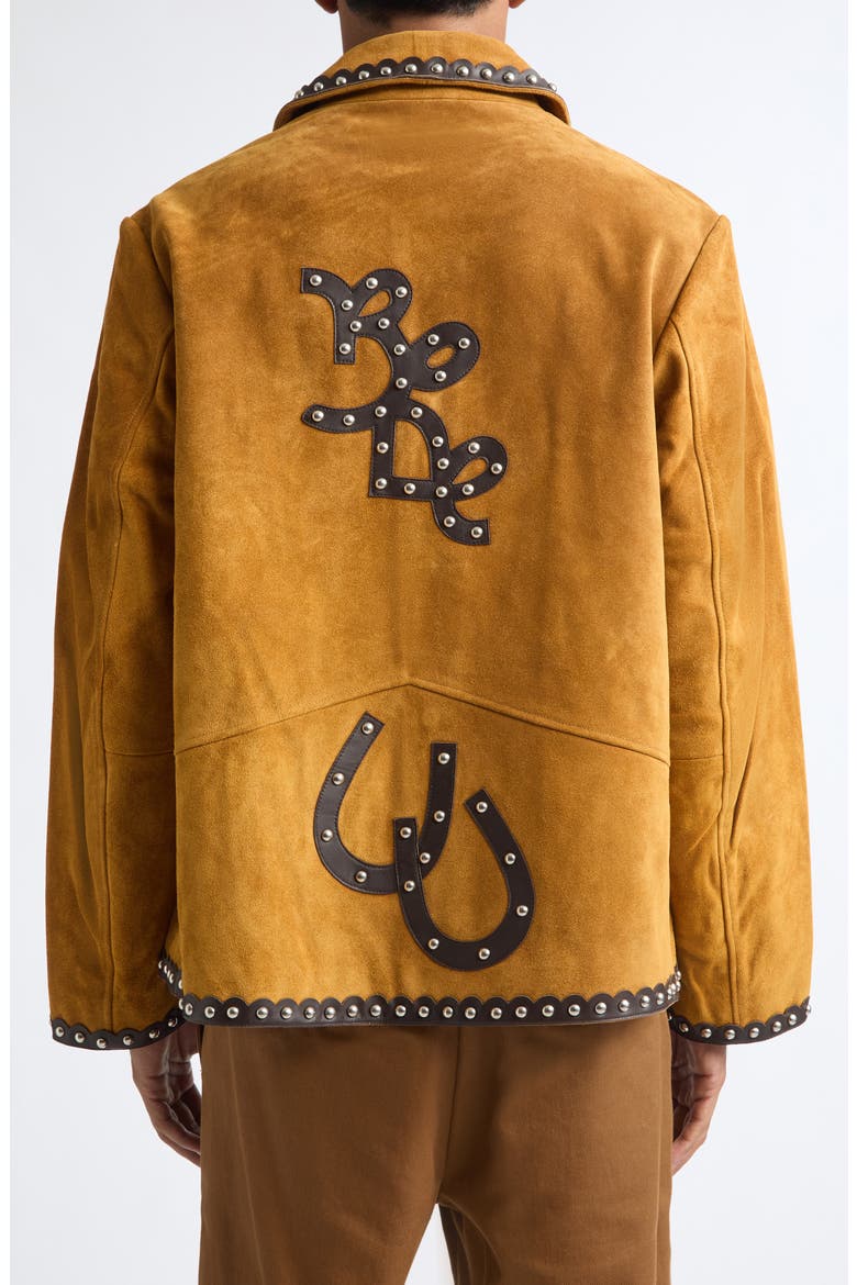 Carson Studded Suede Jacket, Alternate, color, TAN BROWN