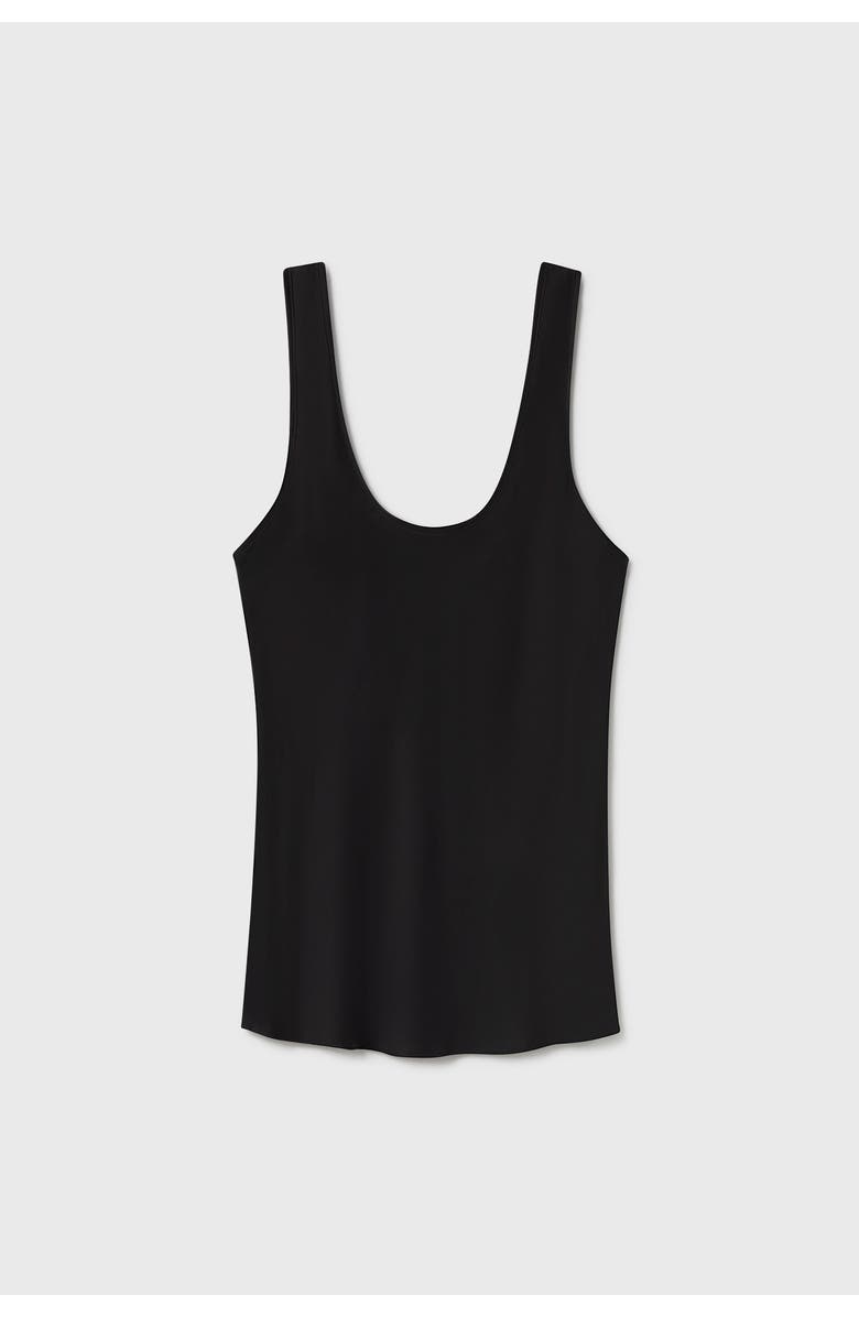 SILK LAUNDRY SCOOP NECK TANK BLACK, Alternate, color, 