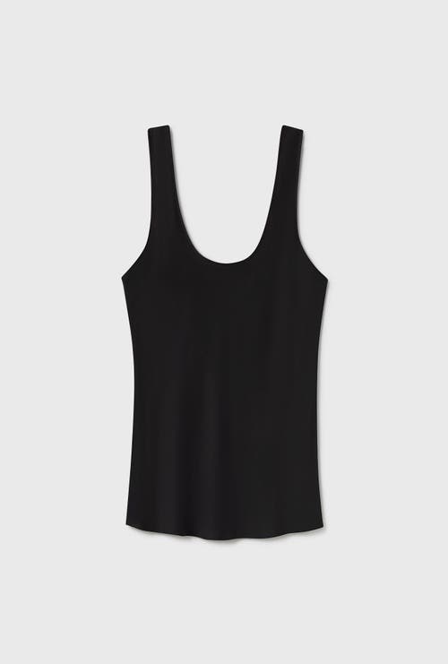 Silk Laundry Scoop Neck Tank Black In Black