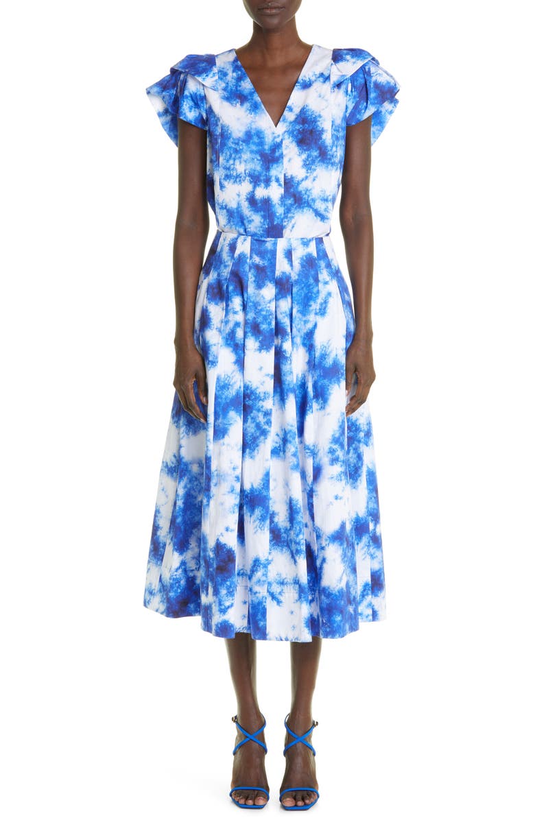 Jason Wu Collection Tie Dye Flounce Sleeve Cotton Top, Alternate, color, 