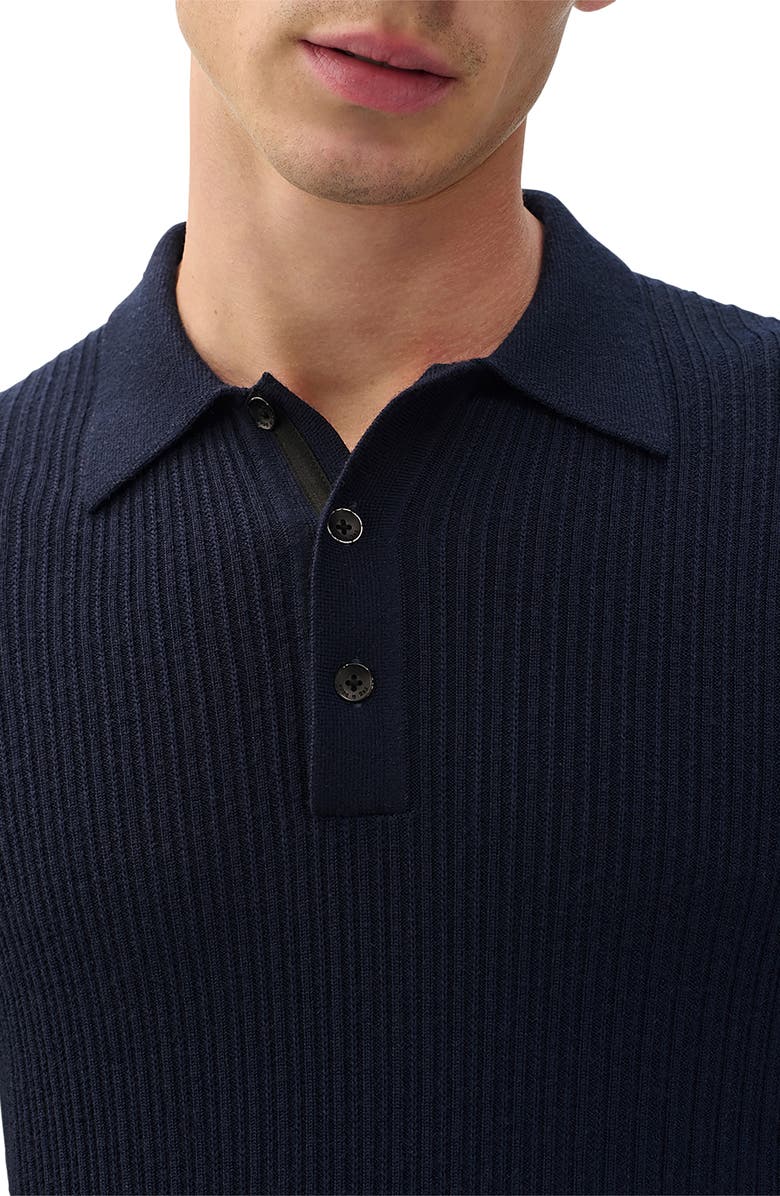 rag & bone Crawford Long Sleeve Wool & Cashmere Sweater Polo, Alternate, color, Navy