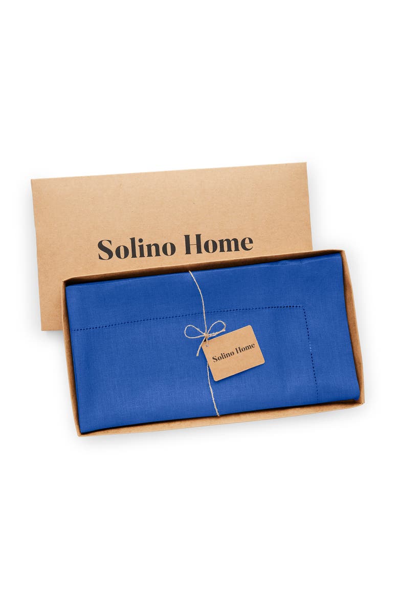 Linen Table Throw - Classic Hemstitch, 52" x 52" Inch, 52" x 52" Inch, Alternate, color, Royal Blue