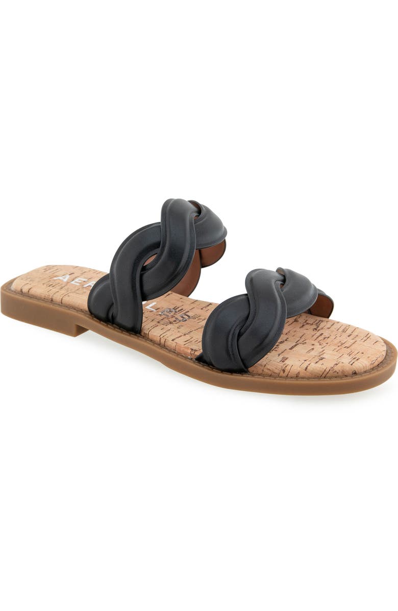 Aerosoles Colette Slide Sandal, Main, color, Black Faux Leather