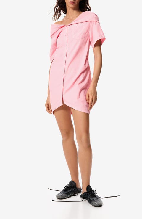 Short Sleeve Hooded Shirtdress
