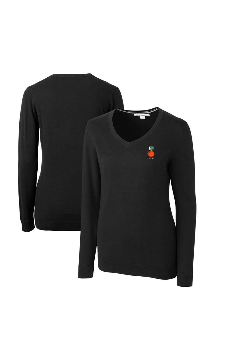 Women's Cutter & Buck Black UCF Knights Lakemont Tri-Blend V-Neck Pullover Sweater, Alternate, color, Black