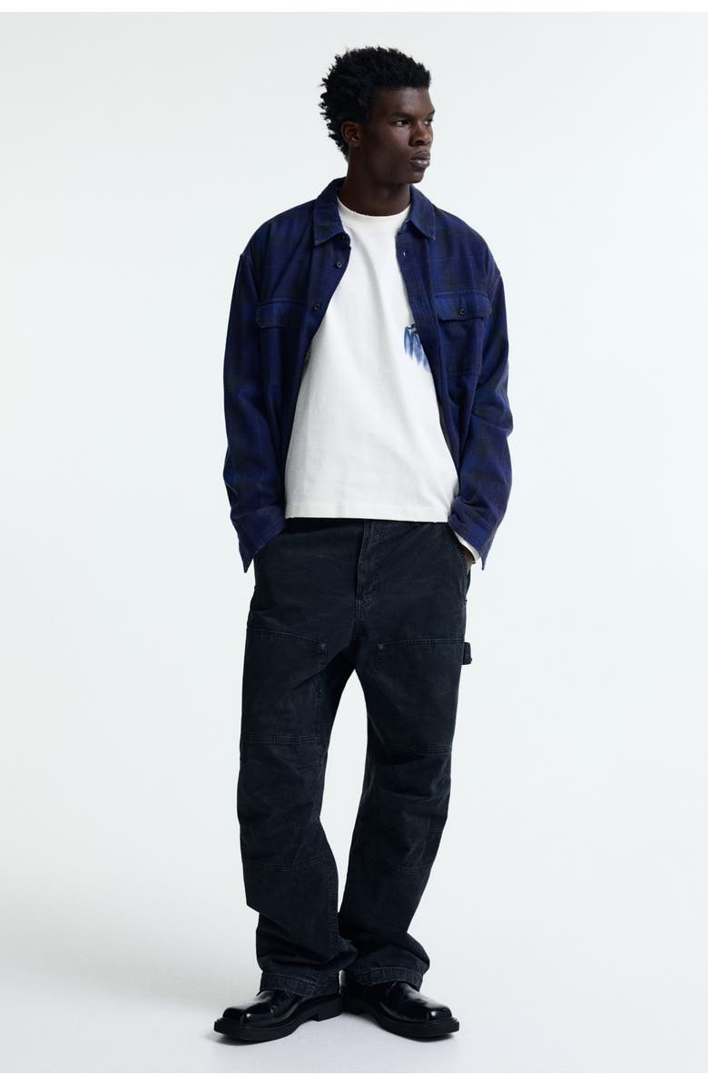 H&M Relaxed Fit Printed Shirt, Alternate, color, Dark Blue/Plaid