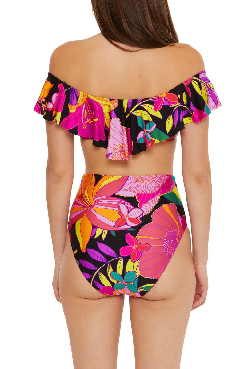 Trina Turk Solar Floral Reversible High Waist Bikini Bottoms, Alternate, color,