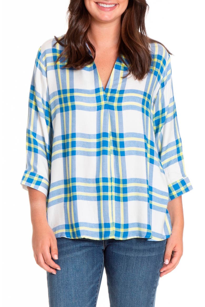 Plaid Tunic with Crisscross Back, Main, color, WHITE