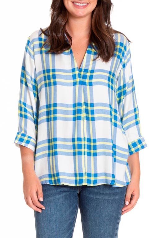 Apny Plaid Tunic With Crisscross Back In White