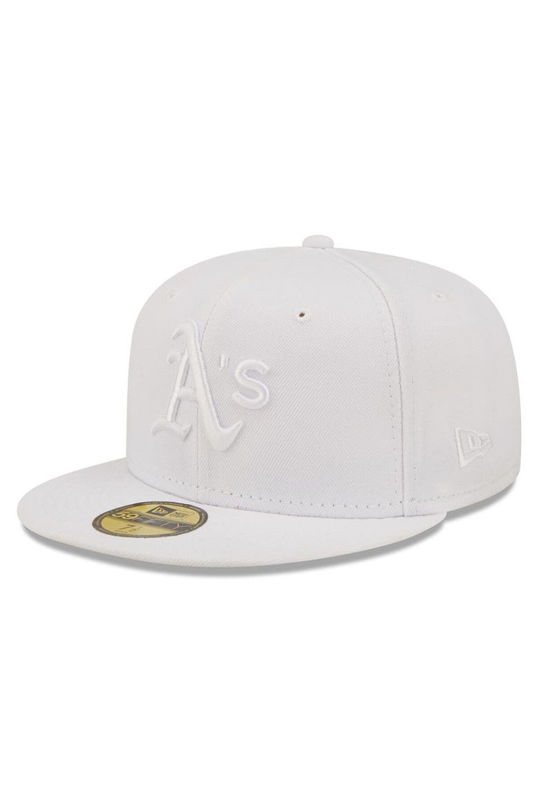Men's New Era Oakland Athletics White on White 59FIFTY Fitted Hat, Main, color, White