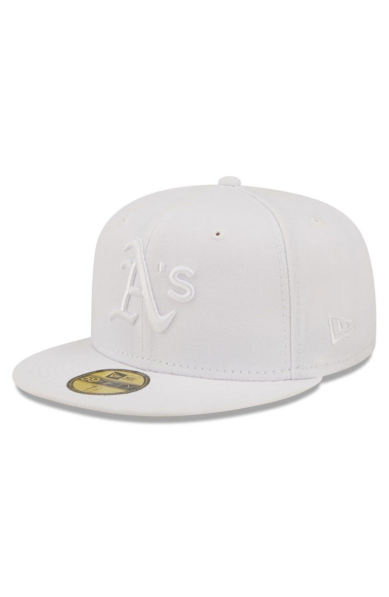 New Era Men's New Era Oakland Athletics White on White 59FIFTY Fitted Hat, Main, color, White